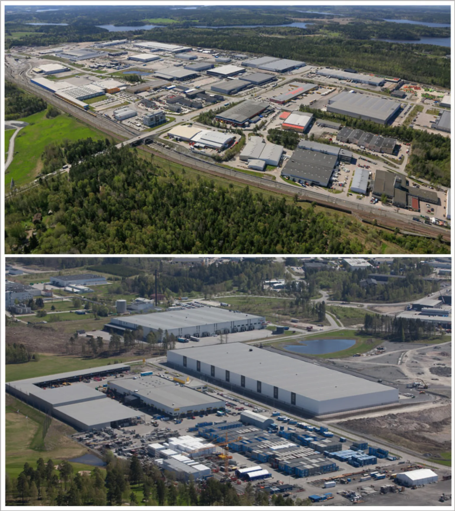 Bild uppifrån och ned, &nbsp;Logistikområdet i Rosersberg, Logistikområdet i Brunna/ Kungsängen.<br>&nbsp;
